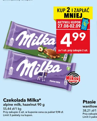 Czekolada Milka Alpine Milk promocja w LEWIATAN