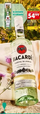 Rum Bacardí Carta Blanca w zestawie ze szklanką promocja w Biedronka