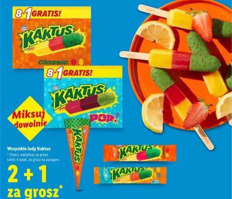 Lody na patyku Kaktus promocja w Lidl