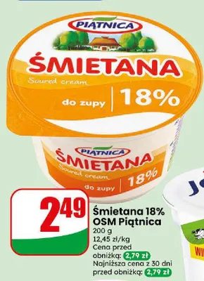 Śmietana OSM Piątnica 18% promocja w Dino