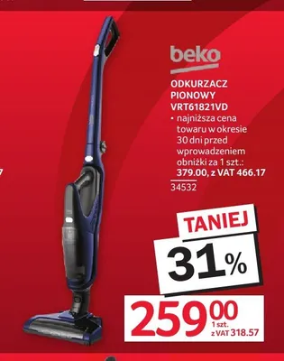 Odkurzacz pionowy beko VRT61821VD promocja w Selgros