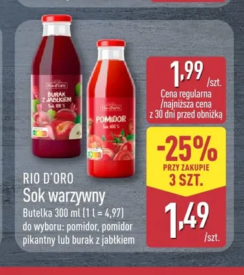 Sok warzywny pomidor Rio D'Oro promocja w Aldi