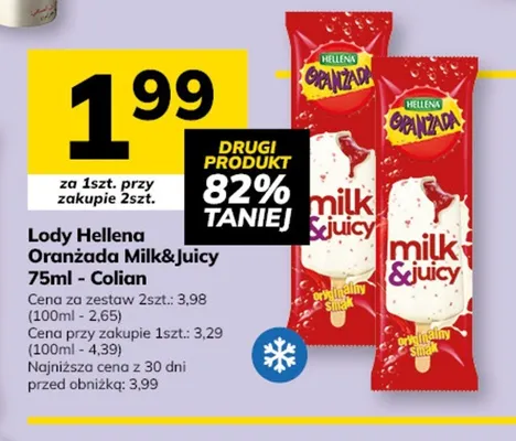 Lody Hellena Oranżada Milk&Juicy Colian promocja w Hitpol