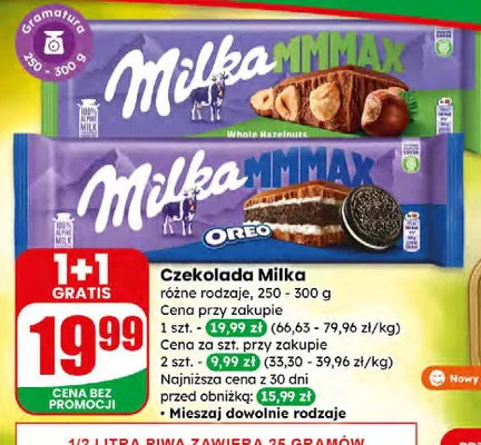 Czekolada Milka różne rodzaje promocja w Dino