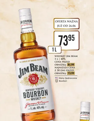 Whiskey Jim Beam Kentucky Straight Bourbon promocja w Dino