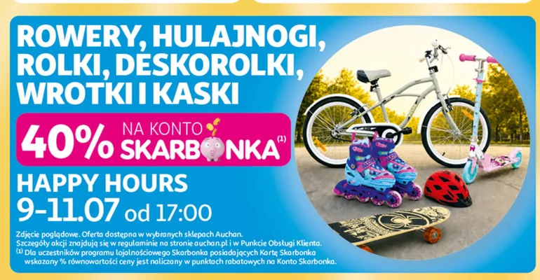 Rowery hulajnogi rolki deskorolki wrotki i kaski promocja w Auchan