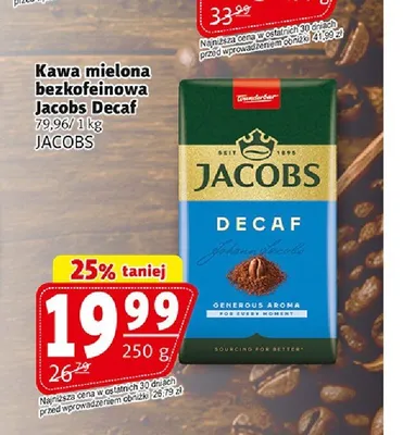 Kawa mielona bezkofeinowa Jacobs Decaf promocja w Prim Market