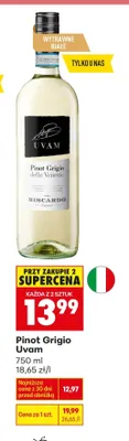 Wino Pinot Grigio Uvam promocja w Biedronka