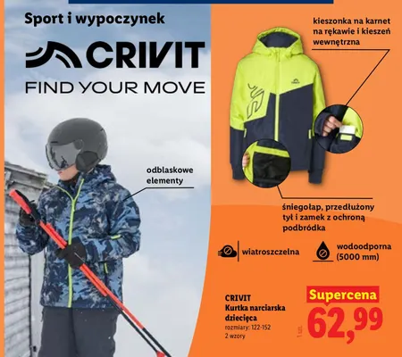 Kurtka narciarska dziecięca Crivit promocja w Lidl