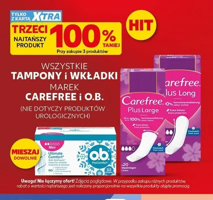 Tampony i wkładki marek Carefree i o.b. promocja w Kaufland