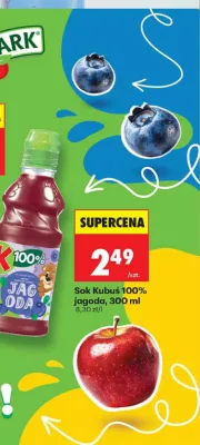 Sok Kubuś jagoda 100% promocja w Biedronka