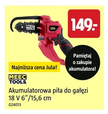 Akumulatorowa piła do gałęzi 6"/15,6 cm Meec Tools promocja w Jula