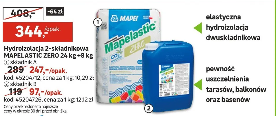 Hydroizolacja 2-składnikowa MAPELASTIC ZERO składnik B promocja w Leroy Merlin