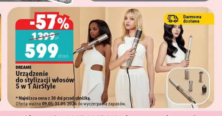 Urządzenie do stylizacji włosów 5 w 1 AirStyle DREAME promocja w Biedronka