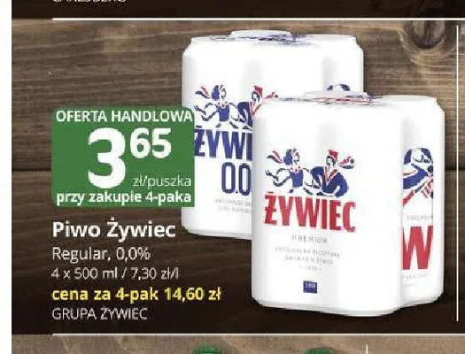 Piwo bezalkoholowe Żywiec 4-pak 500 ml promocja w Marketvita