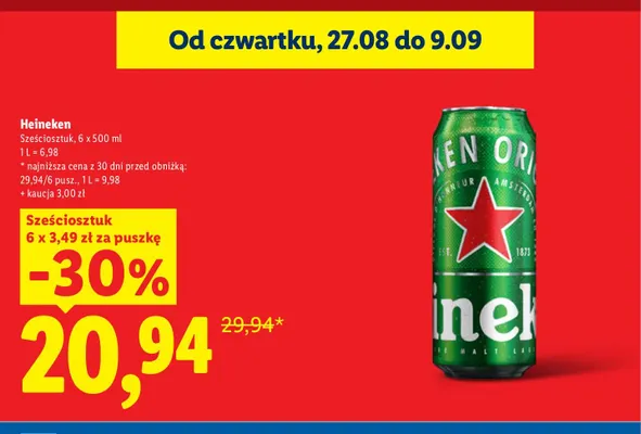 Piwo Heineken 6-pak 500 ml promocja w Lidl