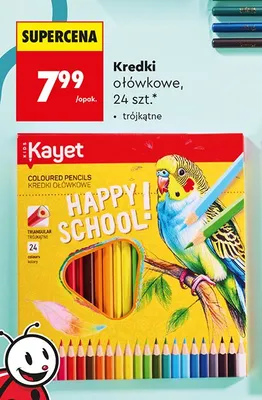 Kredki ołówkowe trójkątne Kayet 24-pak promocja w Biedronka