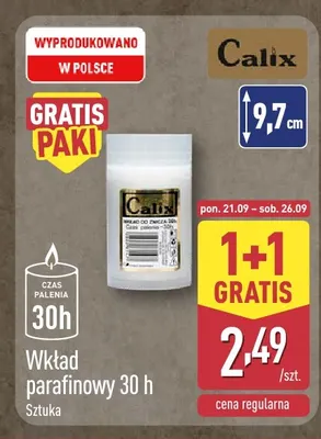 Wkład parafinowy 30h Calix promocja w Aldi