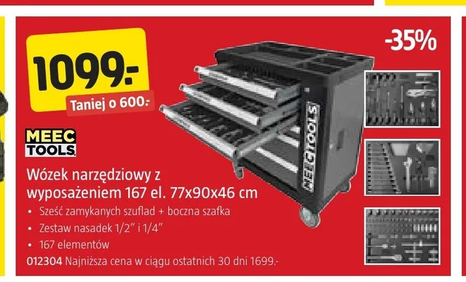 Wózek narzędziowy z wyposażeniem Meec Tools promocja w Jula