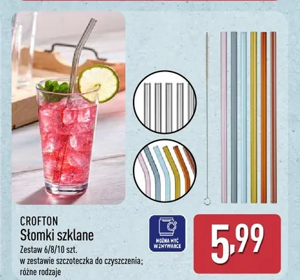 Słomki szklane Crofton promocja w Aldi