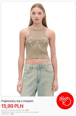 Prążkowany top z motylem Cropp promocja w Cropp