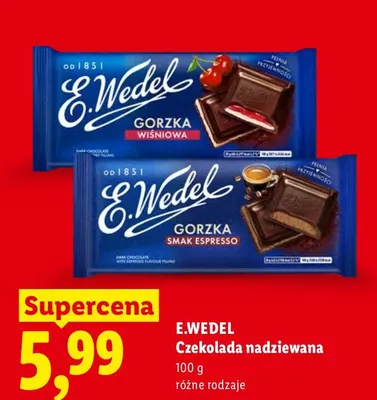 Czekolada nadziewana gorzka wiśniowa E.Wedel promocja w Lidl