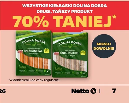 Wszystkie kiełbaski DRUGIE -70% promocja w Netto