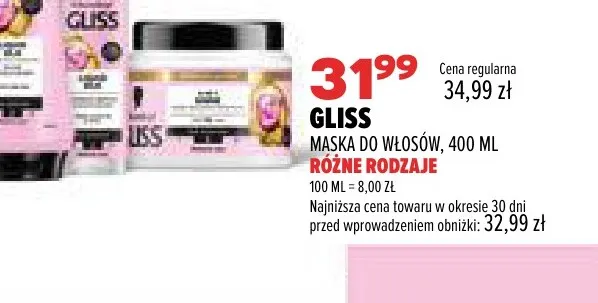Maska do włosów Gliss promocja w Drogerie Natura