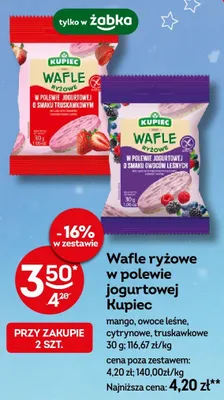 Wafle ryżowe w polewie jogurtowej mango, owoce leśne, cytrynowe, truskawkowe promocja w Żabka