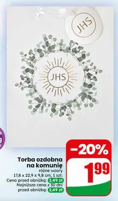 Torba ozdobna na komunię promocja w Dino