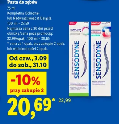 Pasta do zębów Kompletna Ochrona+ Sensodyne promocja w Lidl