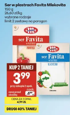 Ser w plastrach Favita Mlekovita promocja w Delikatesy Centrum