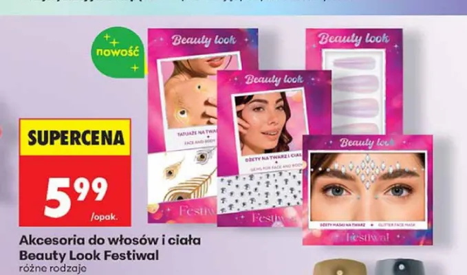 Akcesoria do włosów i ciała Beauty Look Festiwal promocja w Biedronka