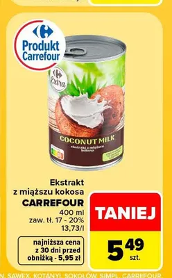 Ekstrakt z miąższu kokosa Carrefour promocja w Carrefour Market
