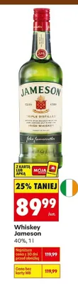 Whiskey Jameson 40% promocja w Biedronka