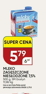 Mleko zagęszczone niesłodzone Gostyń 7,5% promocja w Chata Polska