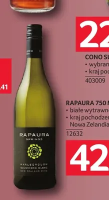 Wino białe Rapaura Springs wytrawne promocja w Selgros