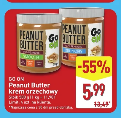 Krem orzechowy Peanut Butter Crunchy Go On promocja w Aldi