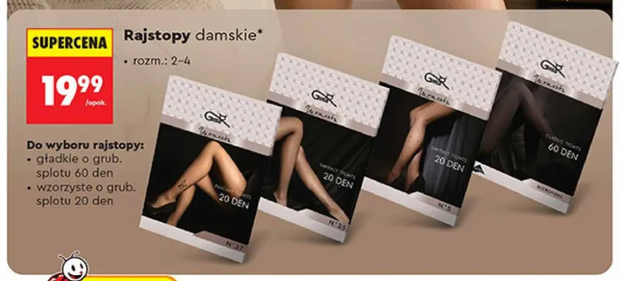 Rajstopy damskie gładkie o grubości splotu 60 den Gatta promocja w Biedronka