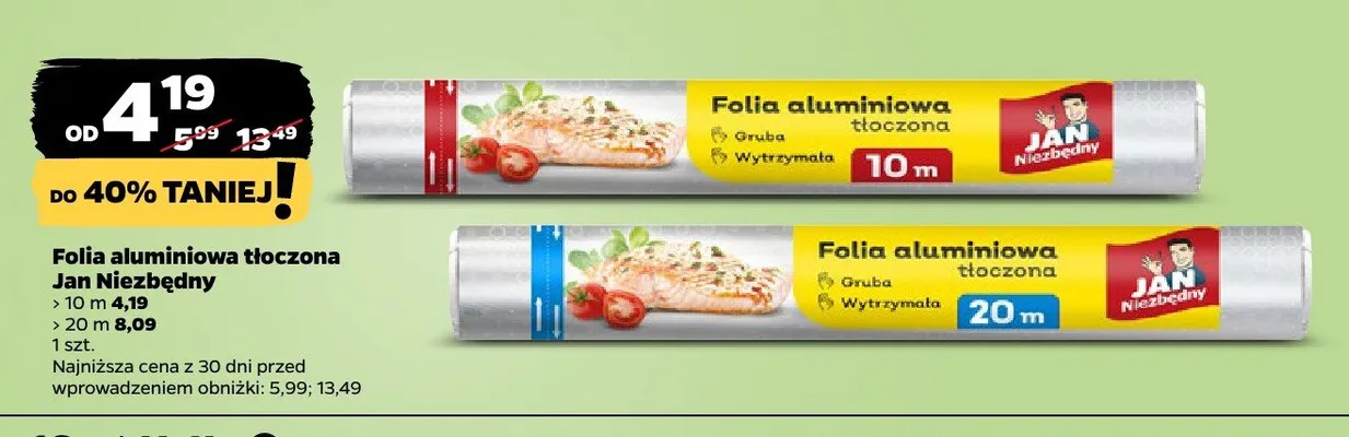 Folia aluminiowa tłoczona 20m promocja w Netto