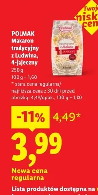 Makaron tradycyjny z Ludwina 4-jajeczny Polmak promocja w Lidl