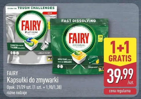 Kapsułki do zmywarki FAIRY Original promocja w Aldi