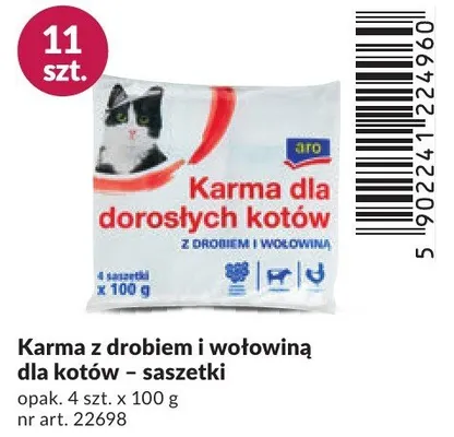 Karma z drobiem i wołowiną dla kotów - saszetki promocja w Makro