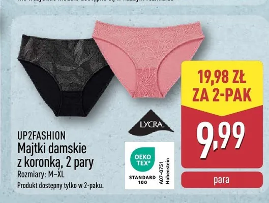 Majtki damskie z koronką UP2FASHION 2-pak promocja w Aldi