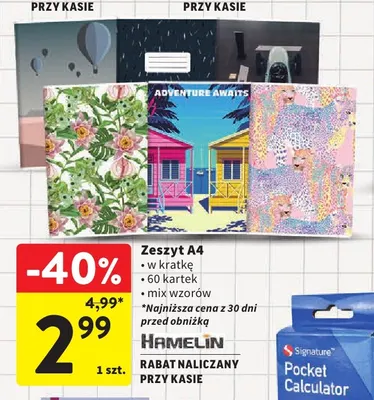 Zeszyt A4 w kratkę Hamelin 60 kartek promocja w Intermarche