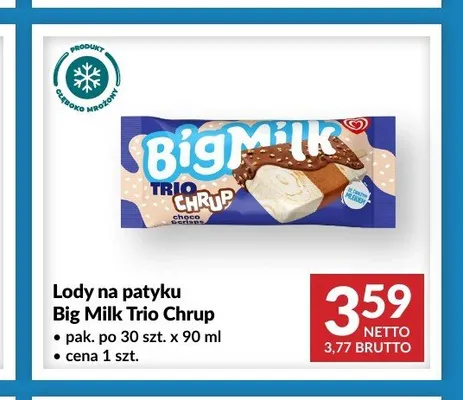 Lody na patyku Big Milk Trio Chrup promocja w Makro
