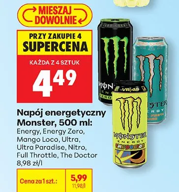 Napój energetyczny Monster Energy promocja w Biedronka