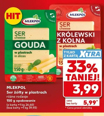 Ser żółty w plastrach MLEKPOL Królewski z Kolna promocja w Kaufland