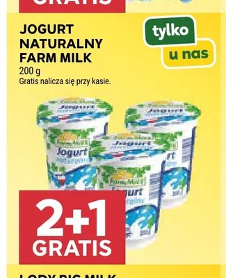 Jogurt naturalny FARM MILK promocja w Stokrotka