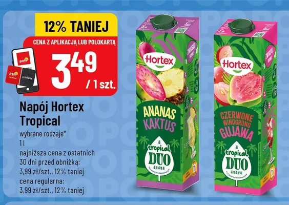 Napój Hortex Tropical Czerwone Winogrono Gujawa promocja w POLOmarket